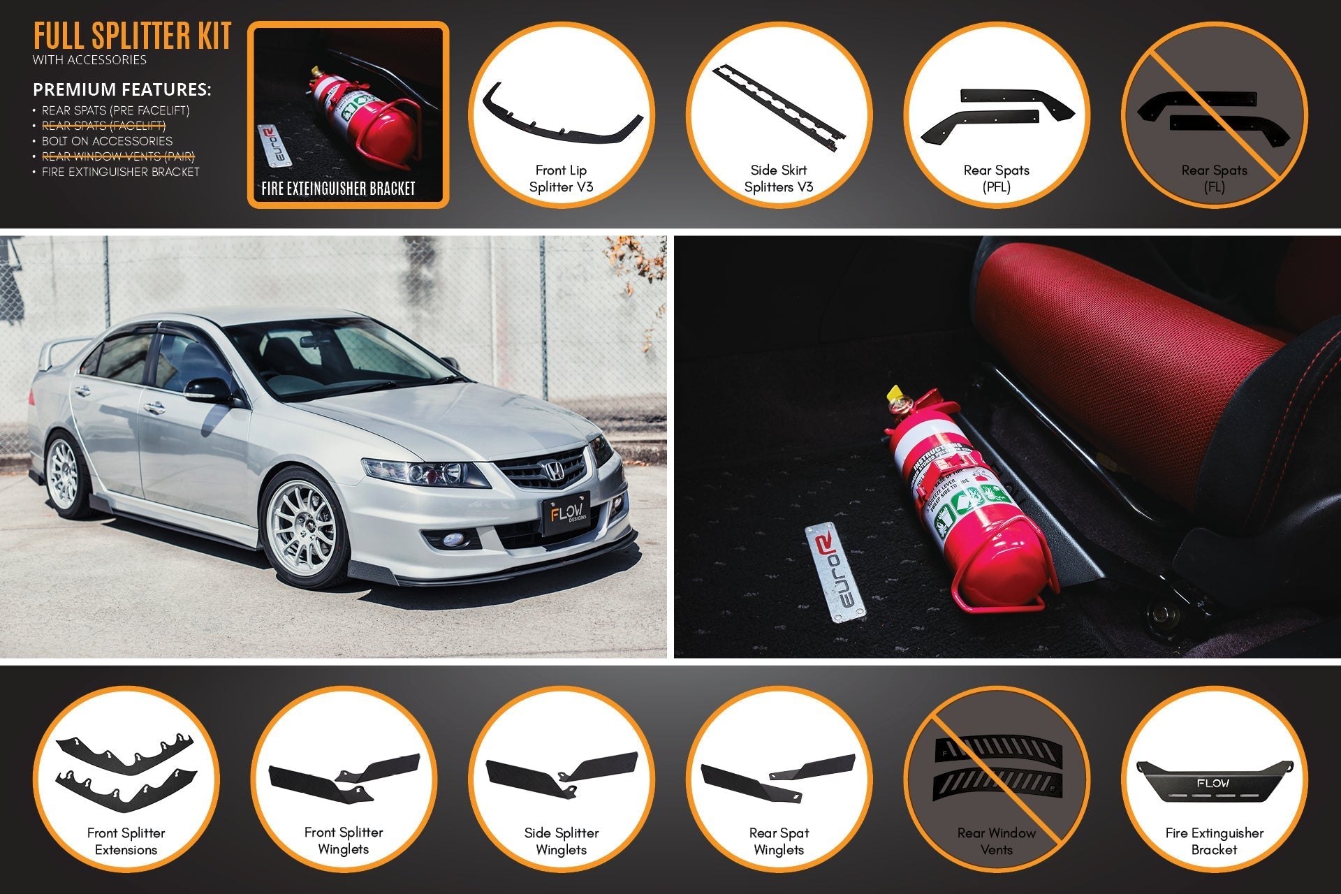 Honda Accord Euro FACELIFT CL7/CL9 Full Lip Splitter Set