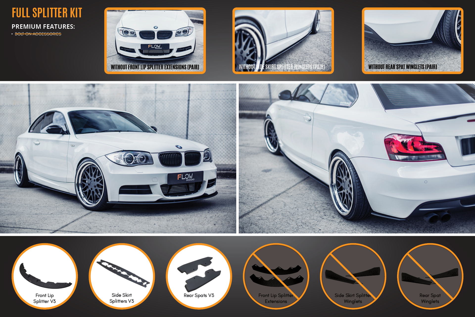 BMW E82 M Sport Full Lip Splitter Set