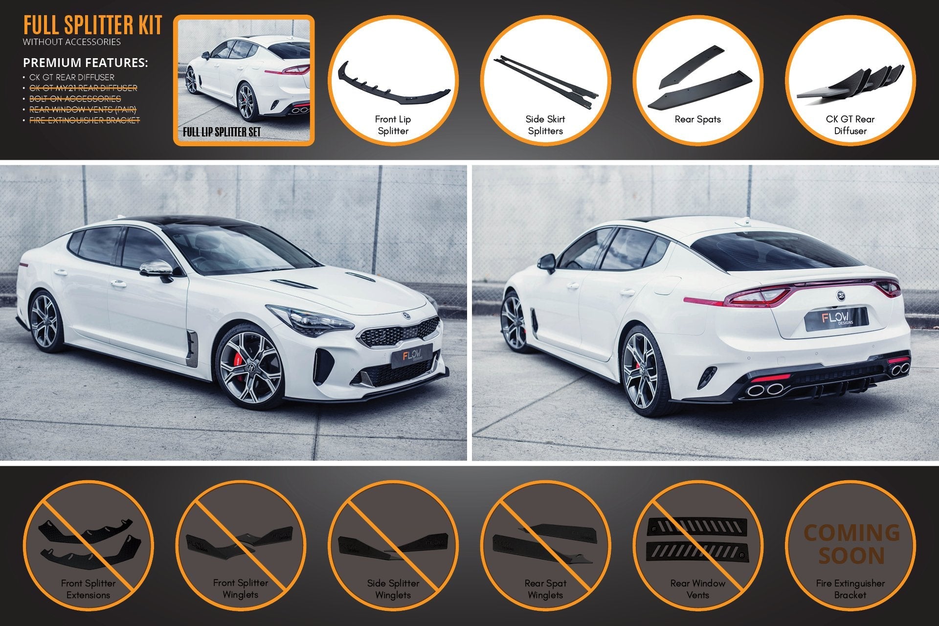 Kia Stinger CK GT Full Lip Splitter Set