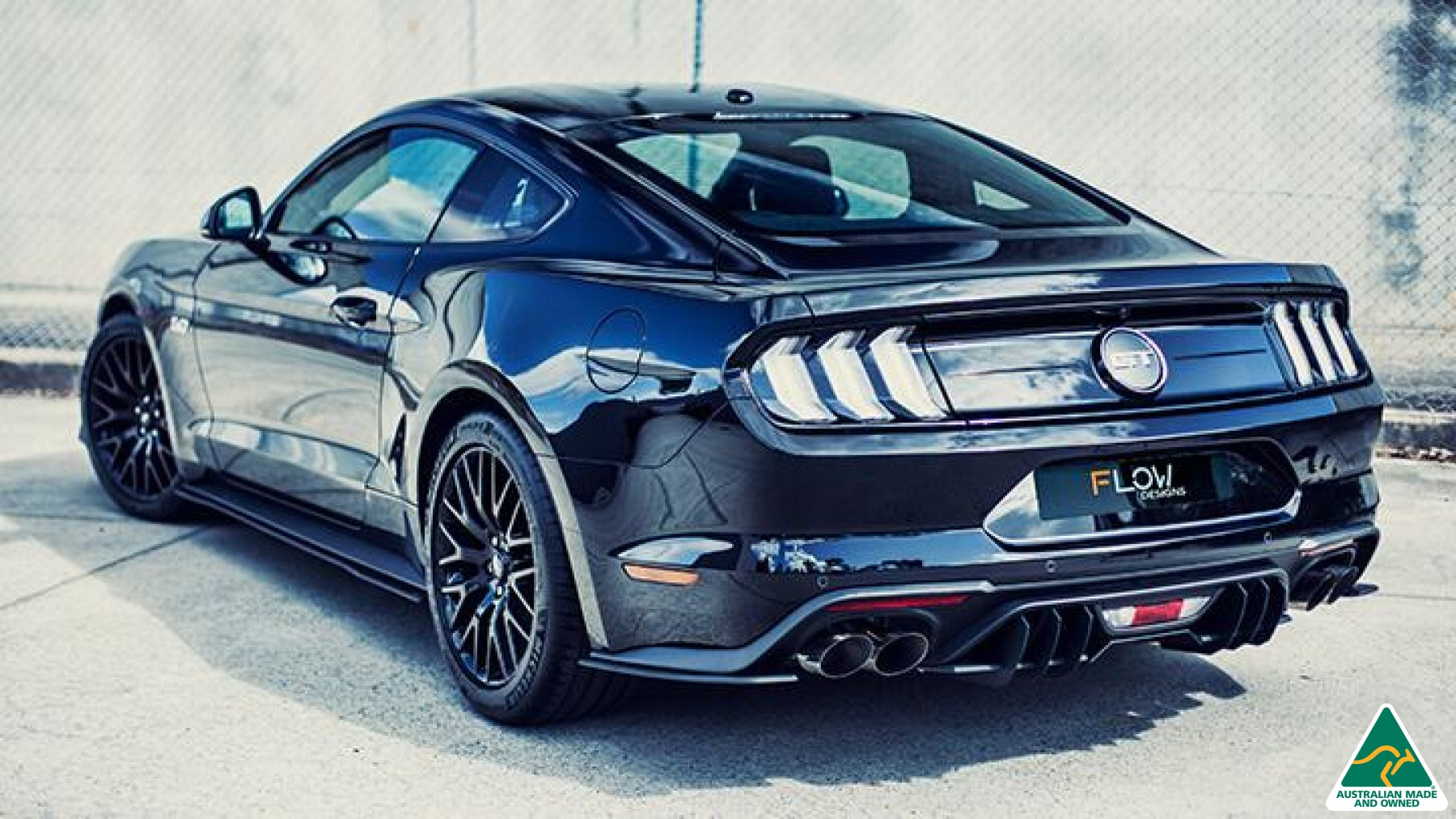 Black 2018 Mustang S550 FN Side Skirt Splitter