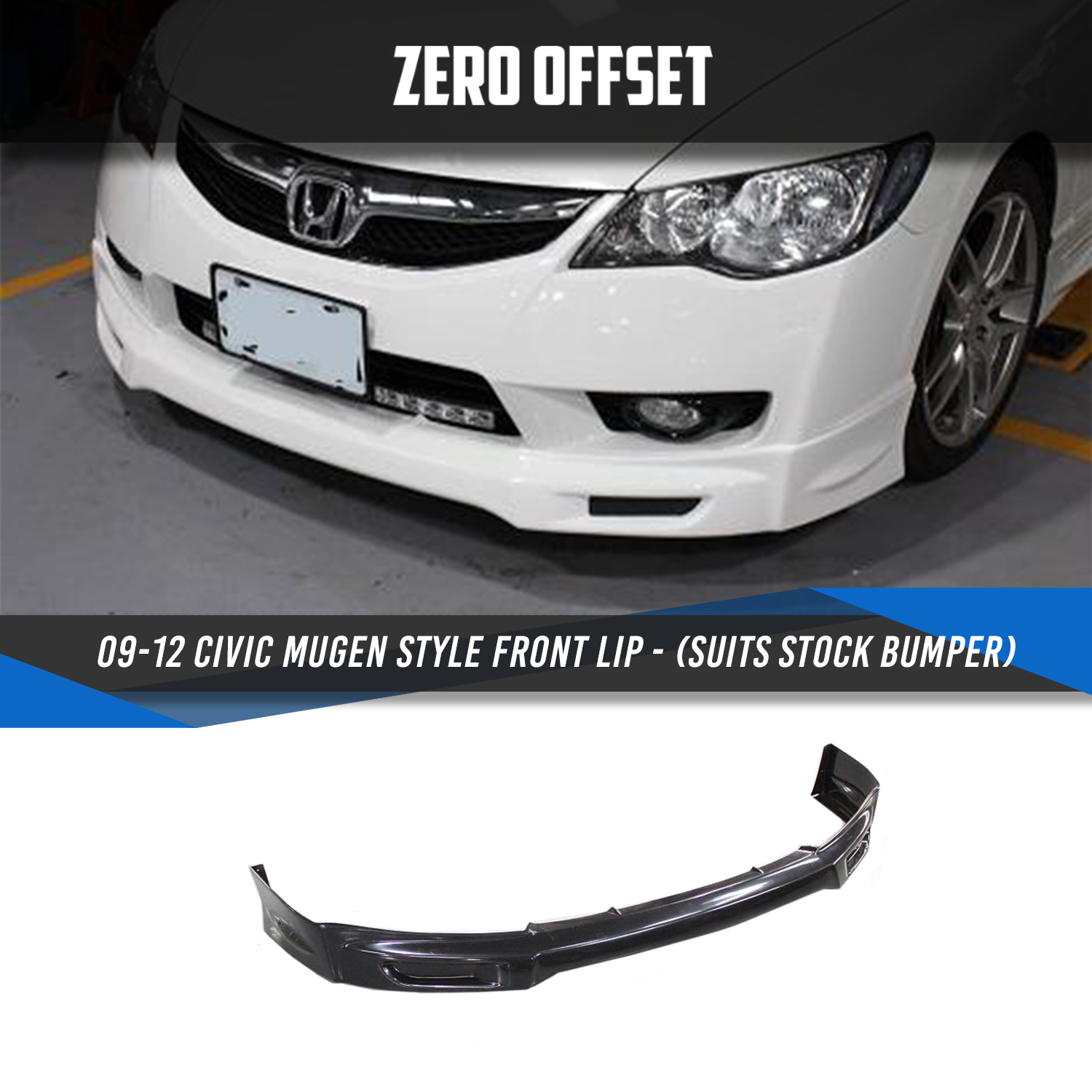 Mugen Style Front Lip for 09-12 Honda Civic FD (Suits Stock Bumper)