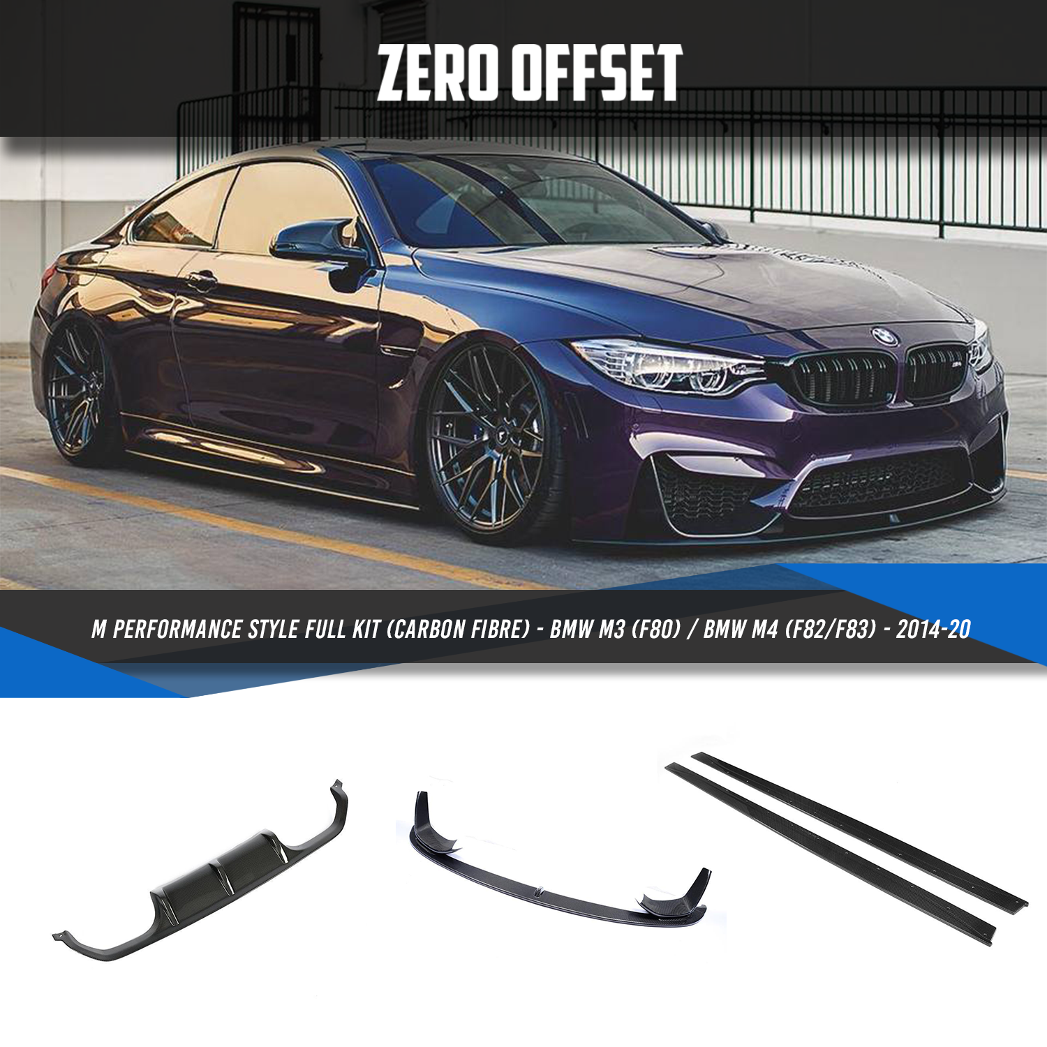 M Performance Style Pre Pregged Dry Carbon Fiber Full Kit for BMW M3 F80 / BMW M4 F82 F83 2014-2020