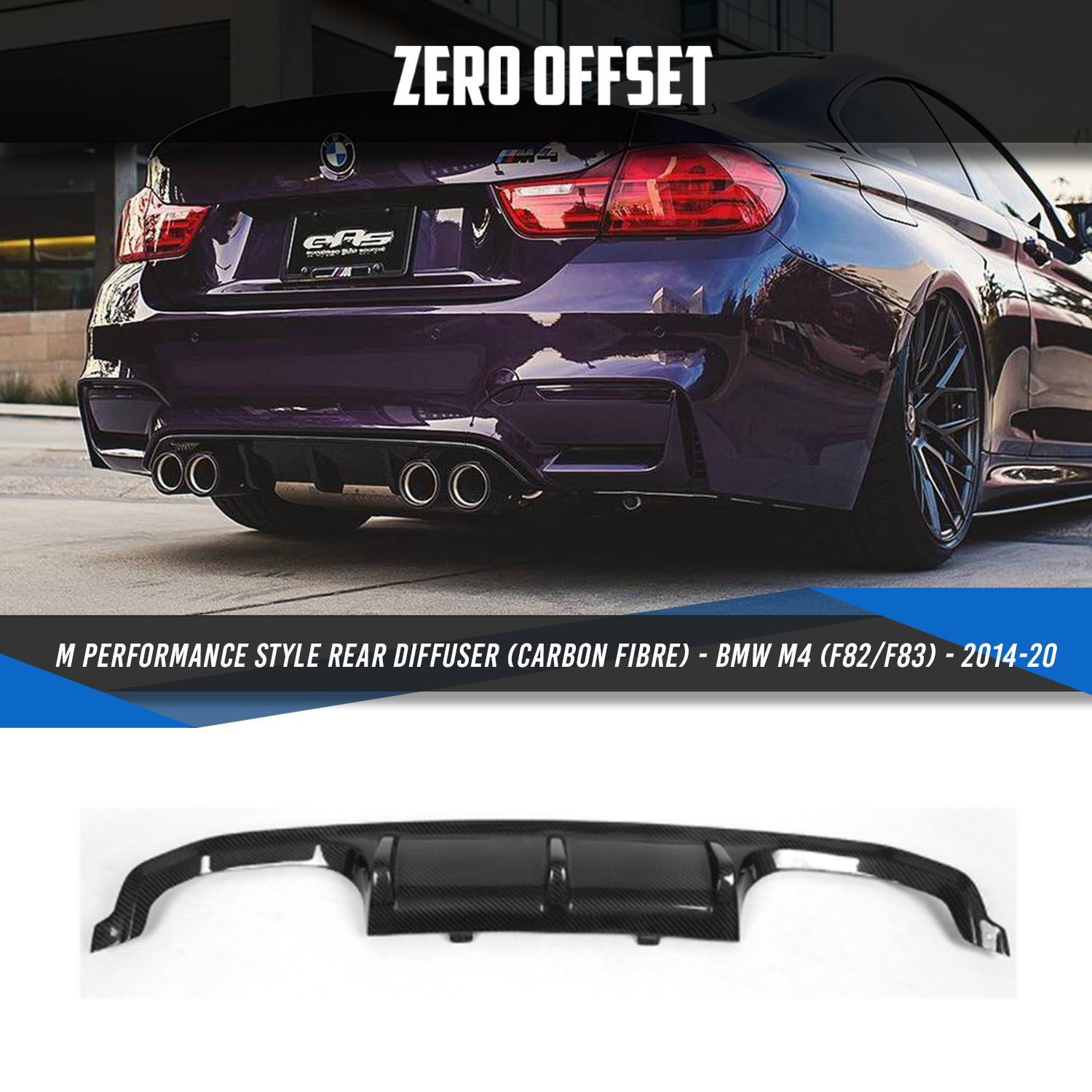 M Performance Style Pre Pregged Dry Carbon Fiber Rear Diffuser for BMW M3 F80 / M4 F82 F83 2014-2020