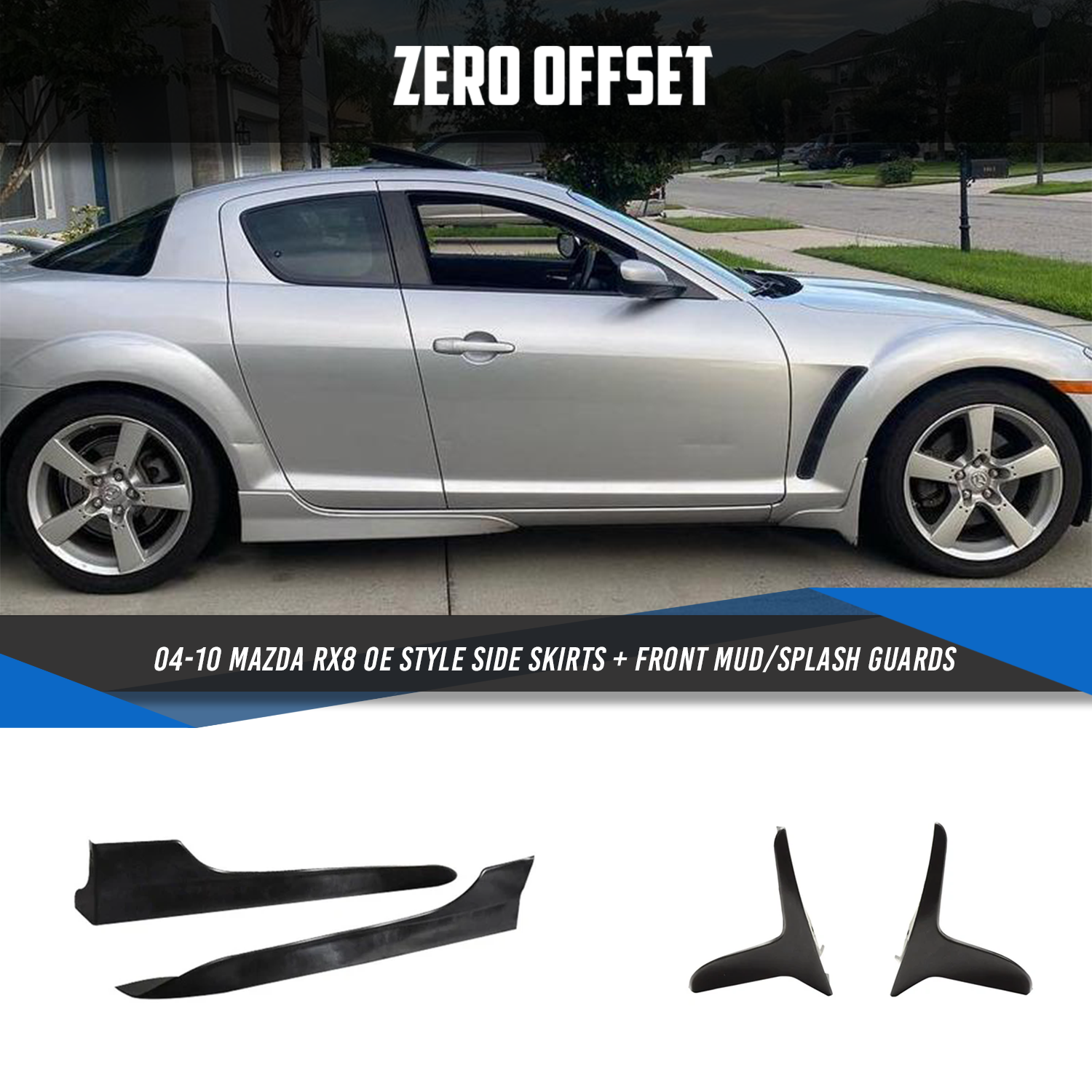 OE Style Side Skirts + Front Mud/Splash Guards for Mazda RX8 2004-2010