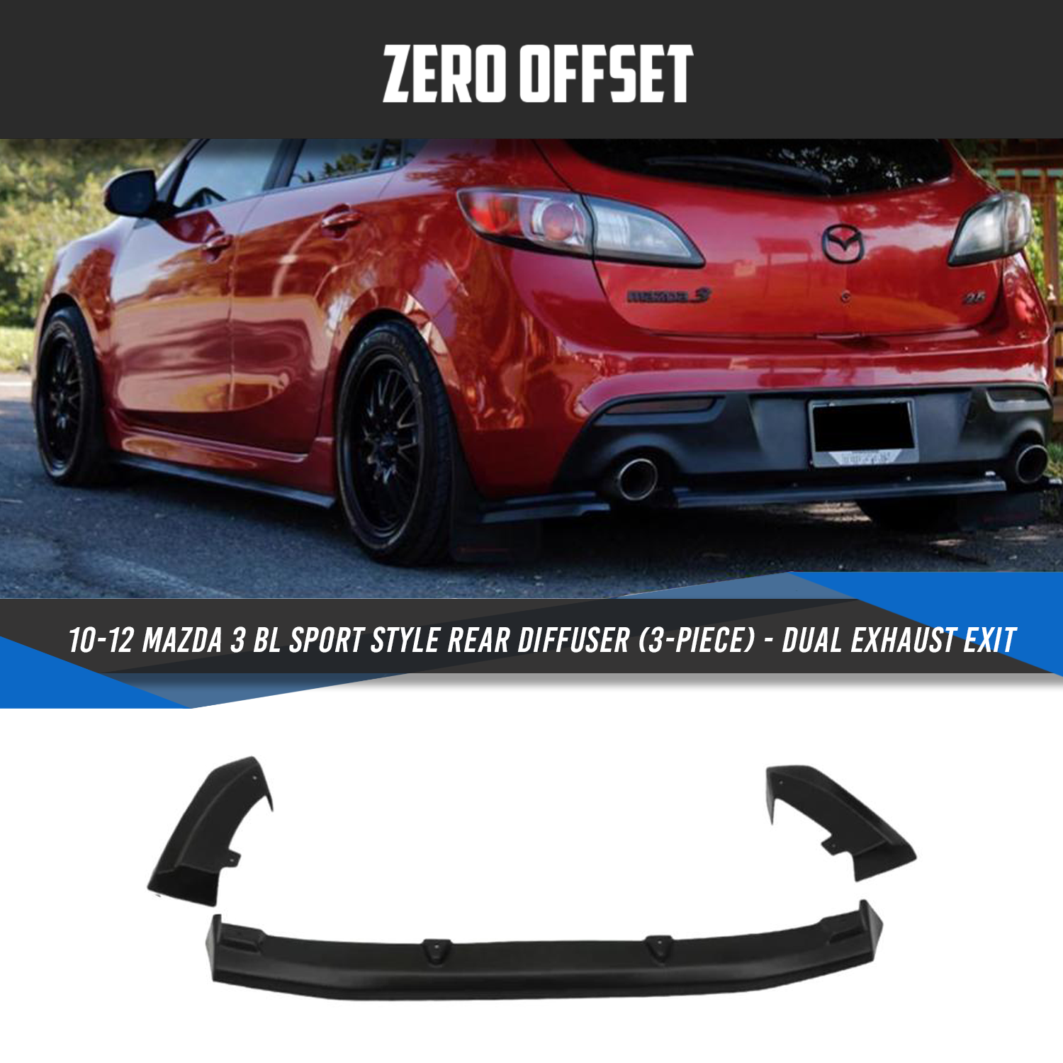 MP Style Rear Diffuser for Mazda 3 BL Hatch 2010-2013